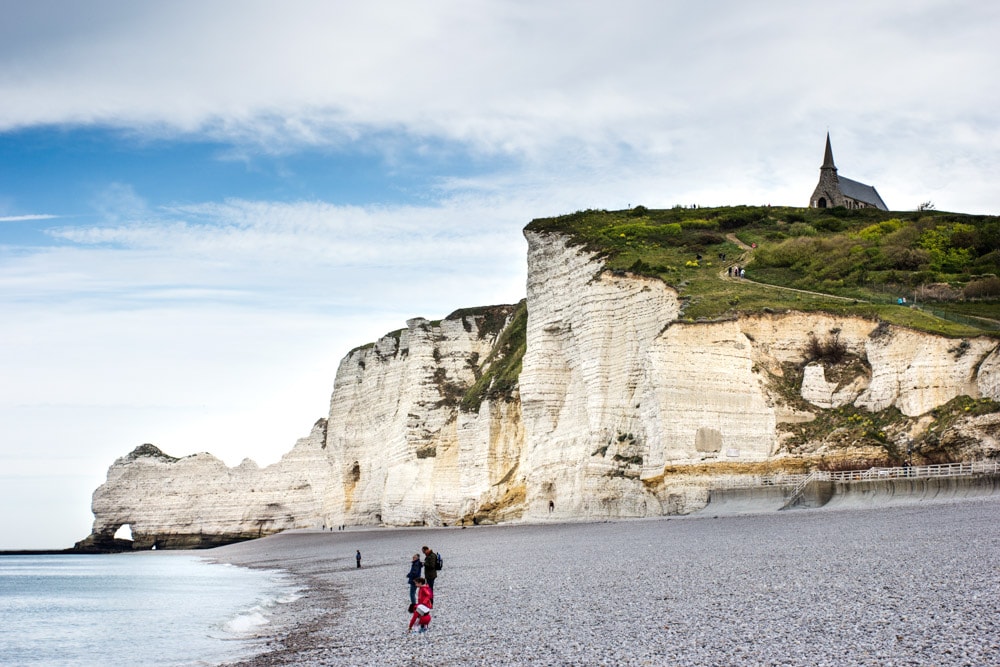 Etretat chalk cliffs on English Chanel shore