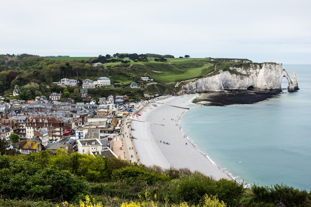 Etretat chalk cliffs on English Chanel shore